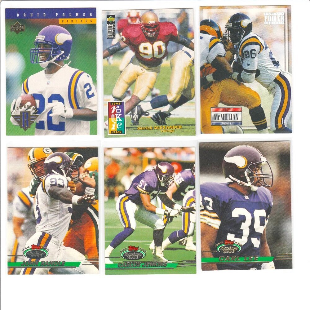 Minnesota Vikings 6 Card Lot David Palmer & Derrick Alexander Rookies!! SKOL!!!